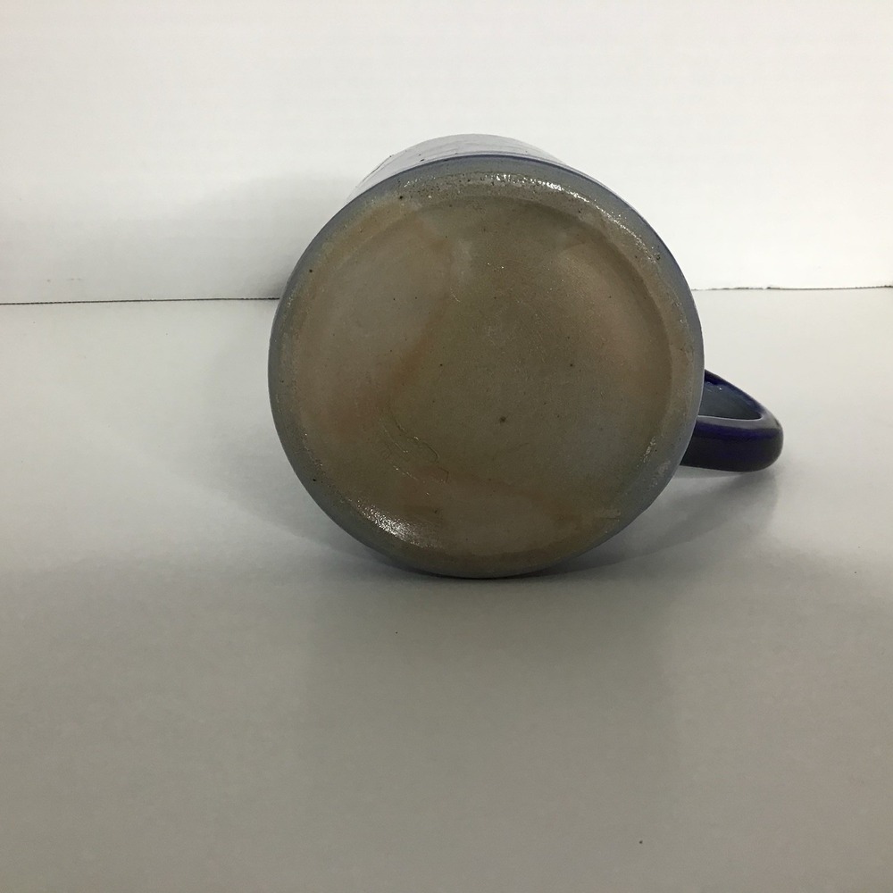 Stein-Mug Stoneware Vintage‎ Primitive Inspired Blue Floral With Lid Beer Stein - Picture 6 of 9